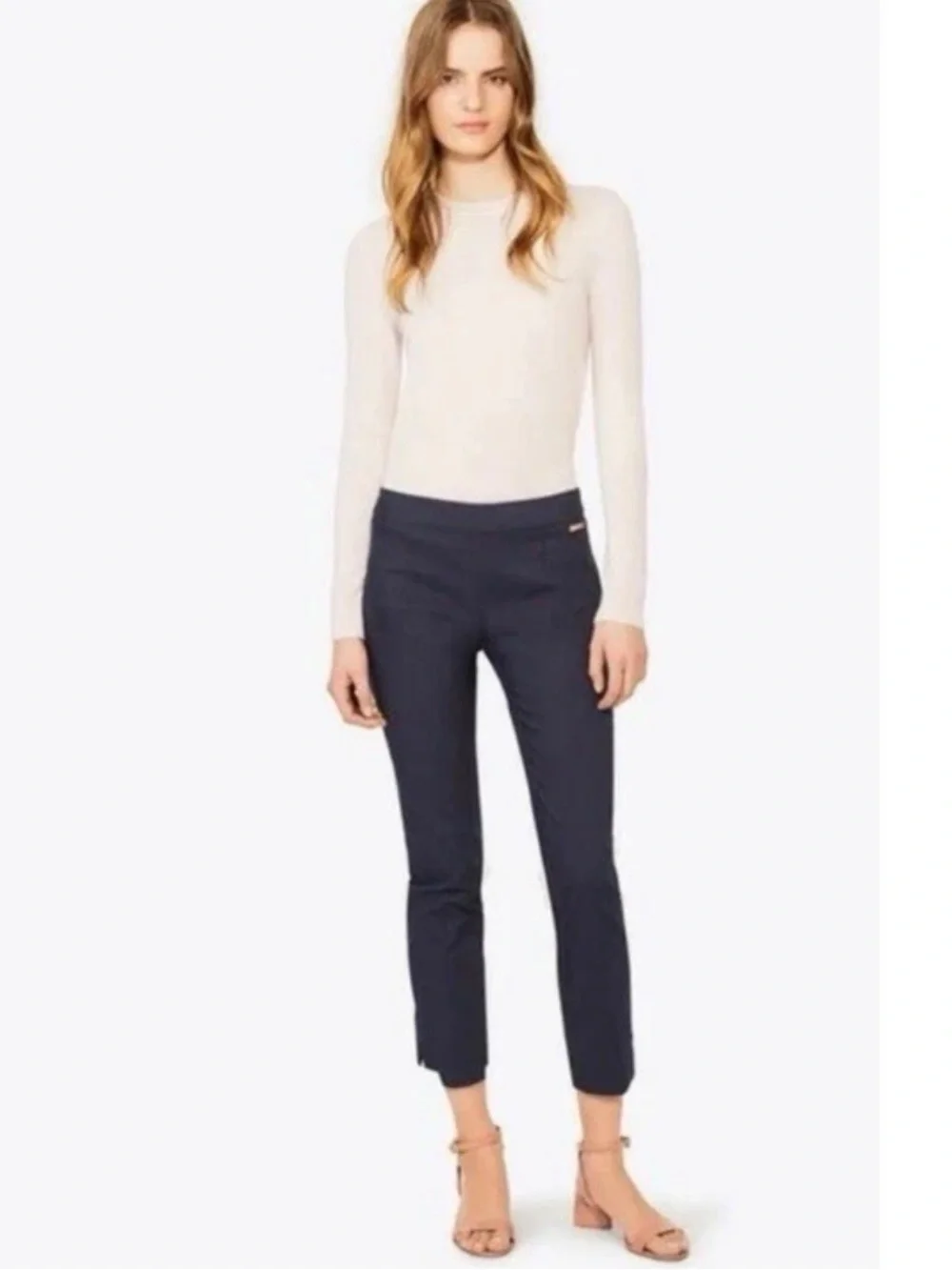 Tory Burch | Callie Skinny Crop Pants Size 4 Navy Blue Slimming Trousers